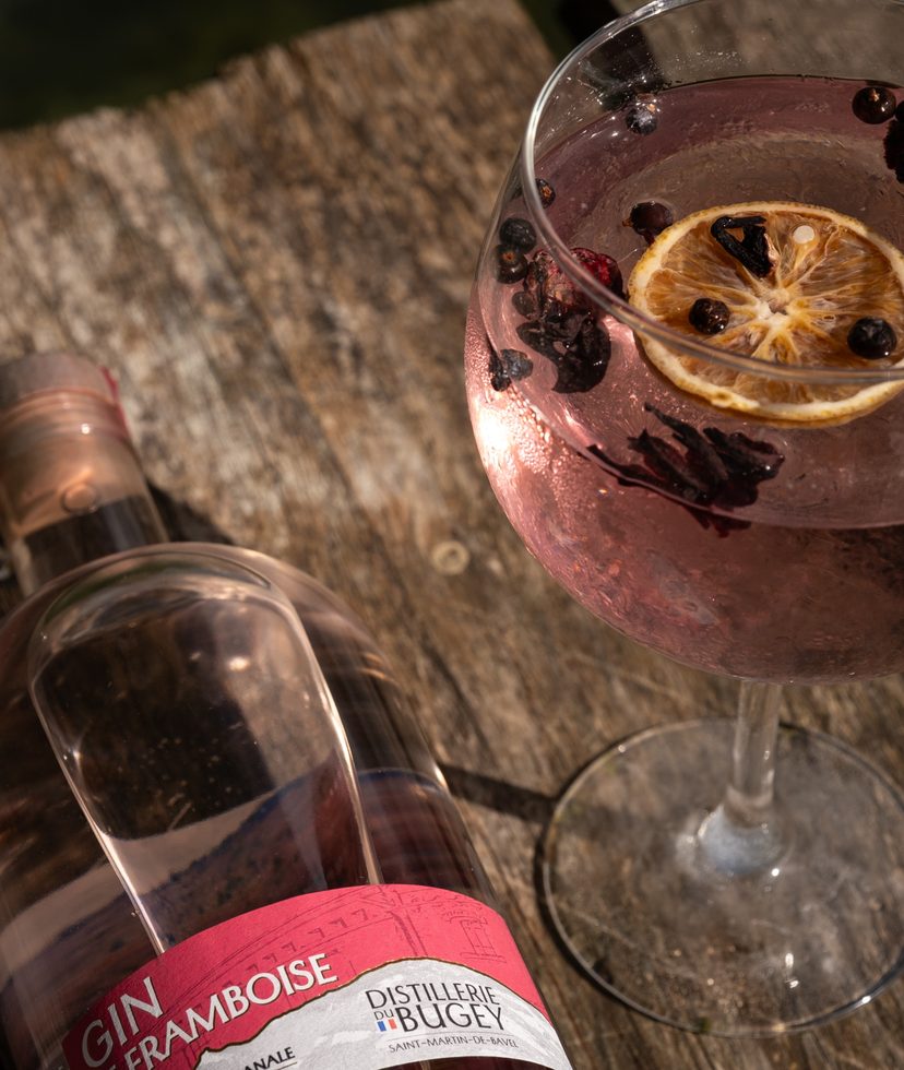 Un verre de Gin Framboise
